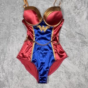 Wonder Woman Red Blue Gold Bodysuit Costume Adult Medium Halloween Cosplay